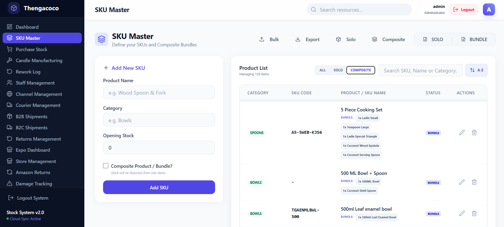 Thengacoco Stock Management System